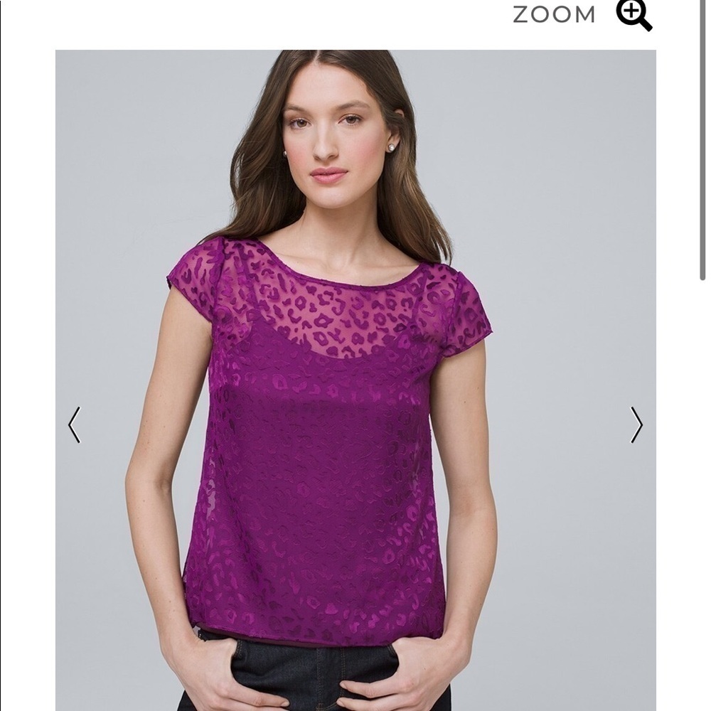 White House Black Market Purple Leopard Top NWT​​​